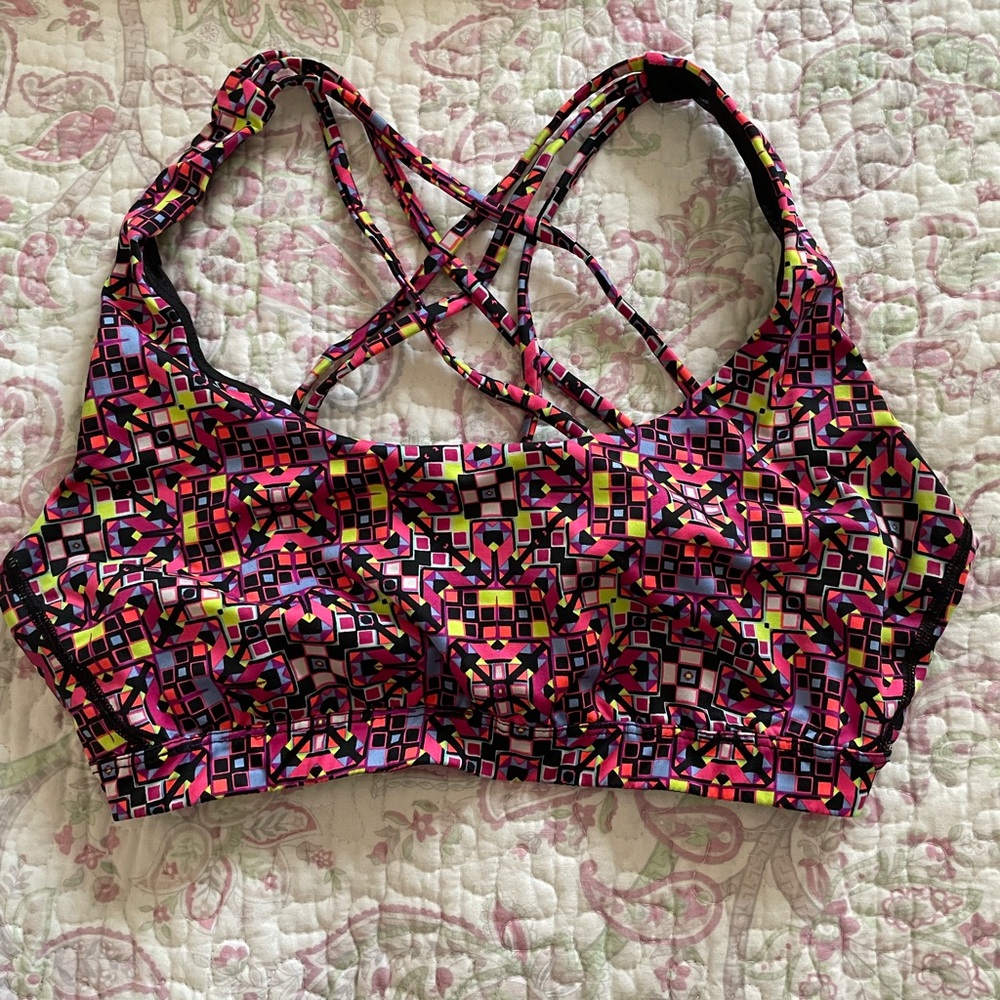 Victoria's Secret size M Pink and Black Sports Bra with Criss-Cross Straps